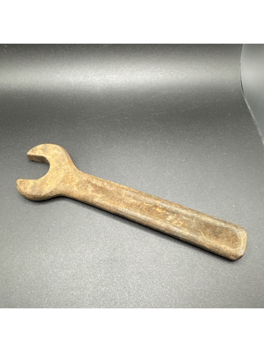 Vintage Heavy Duty Single Open End Wrench Industrial Forged Steel Rusty Patina